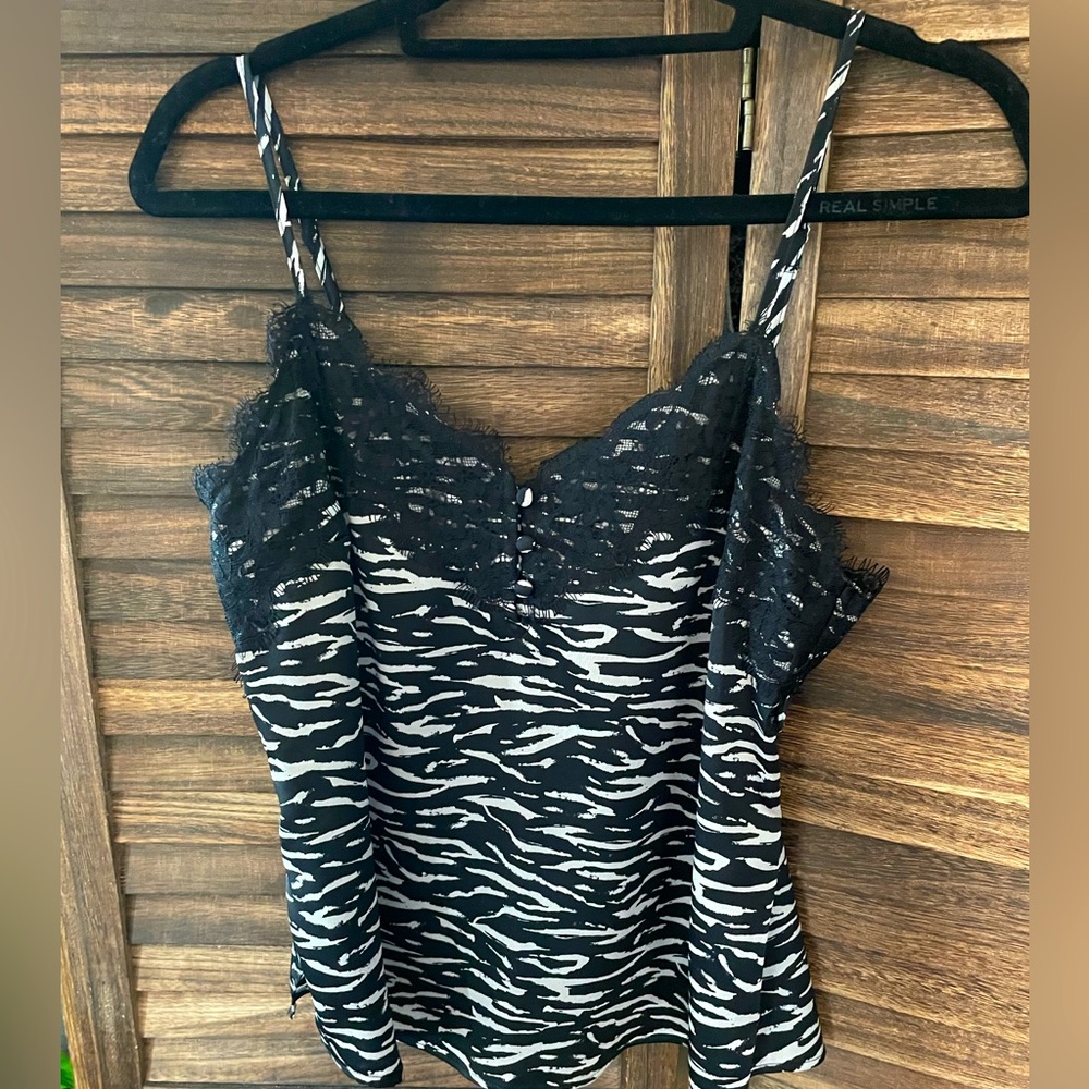 Abercrombie Tiger print and lace silk blouse